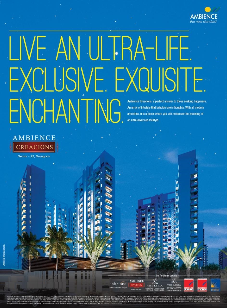 Pay only 10% now and no EMI till possession at Ambience Creacions, Sector 22, Gurgaon Update